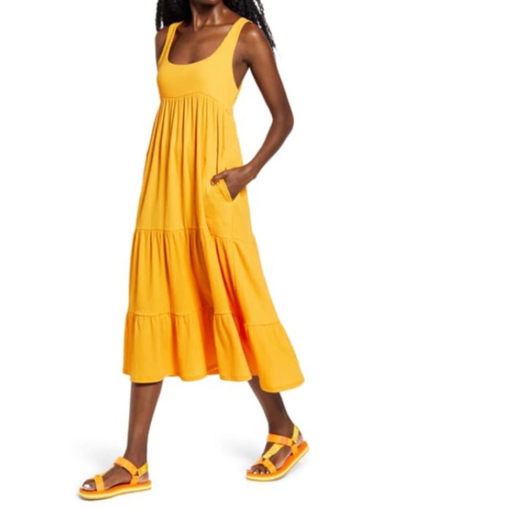 Free People Sunny Yellow Tiered Maxi Dress